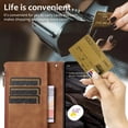 thumbnail image 6 of Dteck for Google Pixel 6 Case, iPhone XR Wallet Case with 9 Card Slots, PU Leather Magnetic Flip Zipper Purse Wristlet Strap Crossbody Lanyard Kickstand Phone Case 6.4 Inch,Brown, 6 of 9