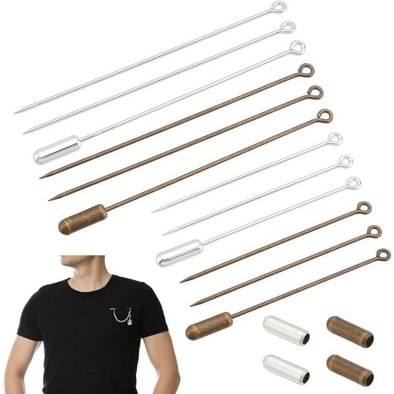 48 Sets Brooch Stick Pins Stick Safety Pins 2 Sizes Eye Pins Metal Stick Pin Silver Antique Bronze Needle Eye Pin with Stopper Ends for Men Women DIY Costume Suit Hat Jewelry Accessories