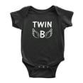 thumbnail image 3 of Twin A & Twin B White Baby Short Sleeve Twin Baby Bodysuit (Black, 12-18M), 3 of 5