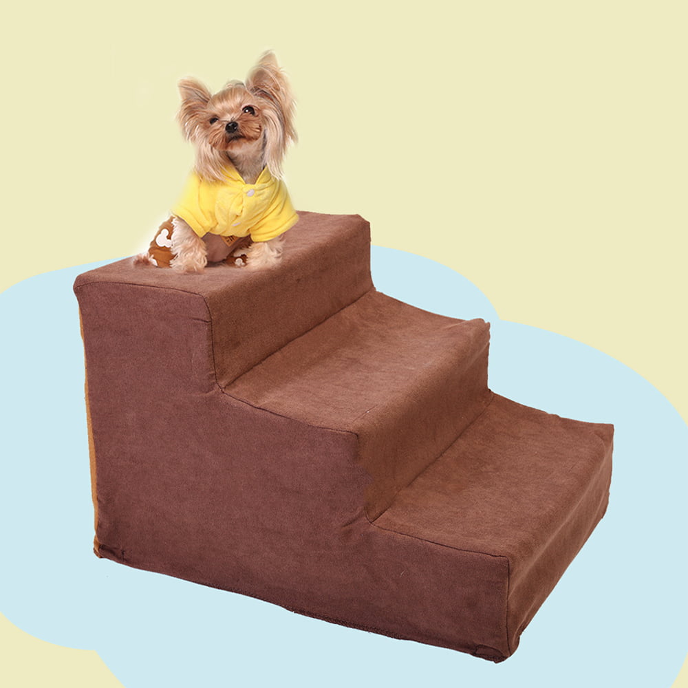 Ashui Pet Stairs Dog Steps 3 Steps Mesh Foldable Washable Anti Slip Bottom Dog Stairs Pet Bed Ladder for Dogs and Cats Bed Sofa