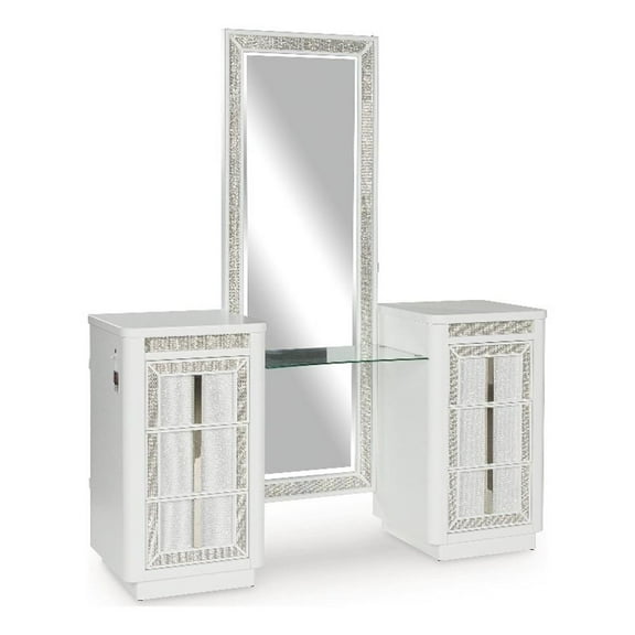 Bowery Hill Contemporary 62.5"W x 18"D x 33.75"H Engineered Wood White Vanity