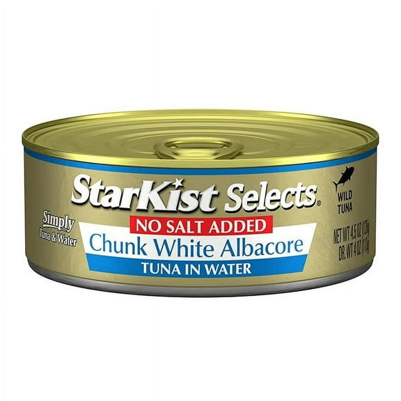 StarKist Selects No Salt Added Chunk White Albacore Tuna in Water - 4.5 oz Can ( Pack of 2 )
