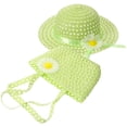 thumbnail image 5 of KAKOWELY 1 juego de sombrero de paja para niñas pequeñas, sombrero de verano, sombrilla, bolso de mano, sombrero de playa de paja, lindo bolso de mano, 5 of 5
