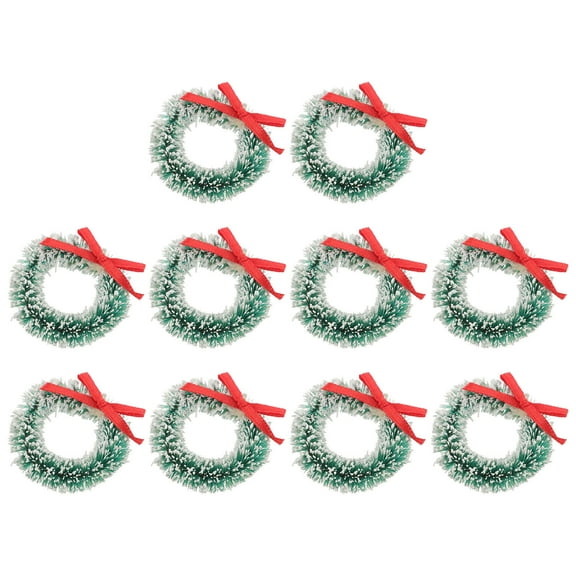 Niceauty Iridescent Ornaments Mini Christmas Wreath Sisal Silk 10pcs For Craft Project
