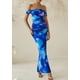 thumbnail image 5 of Vestido largo PRETTYGARDEN para mujer, ajustado fruncido, azul floral, 5 of 9