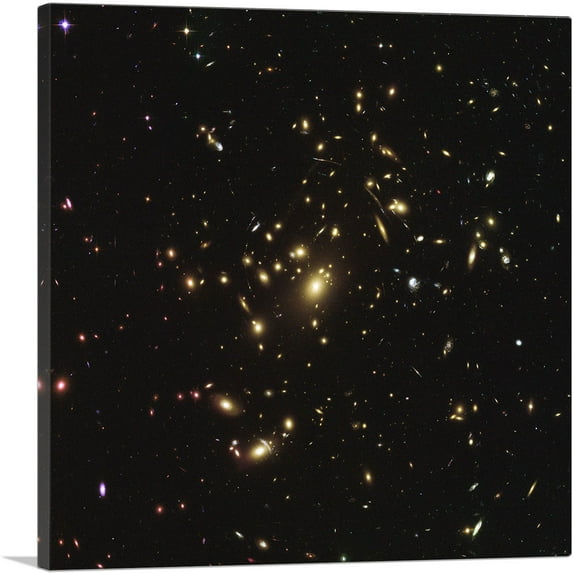 ARTCANVAS NASA Hubble Telescope Galaxy Cluster Warping Space and Time Canvas Art Print - Size: 26" x 26" (0.75" Deep)