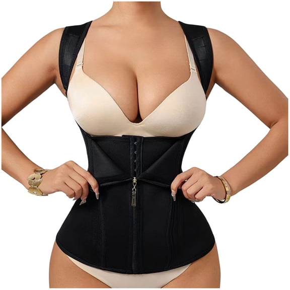Aofany Waist Trainer for Women Corset Tops Tummy Control Shapewear Sport Girdle Workout Black Vest