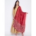 thumbnail image 1 of eloria Woman's Indian Ethnic Chunni, Silk blend Embroidered Maroon Dupatta, Stole, Scarf Shawl Wrap, 1 of 4