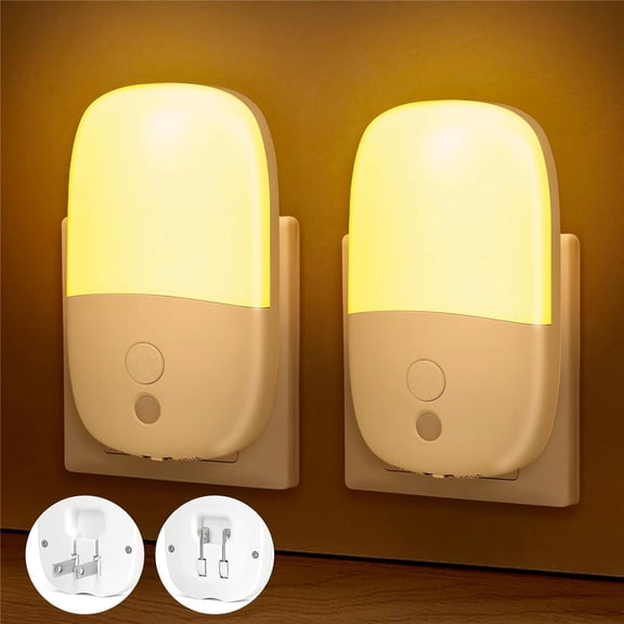 LED Night Lights Plug into Wall, 2 Pack 0.5W Dusk to Dawn Night Lights Auto-On/Off, Dimmable Night Light for Bedroom Bathroom Hallway Kitchen