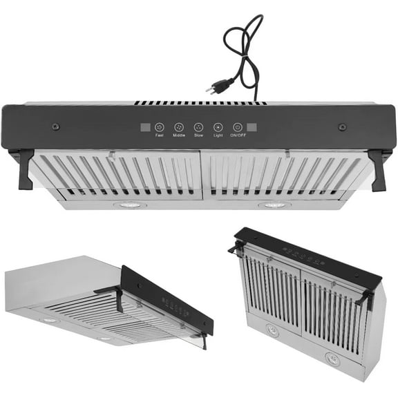Under Cabinet Range Hood 24 Inch 3 Speed Stainless Steel Kitchen Hood Ductless Range Hood Stove Vent Hood