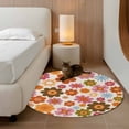 thumbnail image 2 of Small Round Rug 3Ft Washable Non-Slip, Bohemia Floral Circle Area Rugs for Living Room Bedroom, Vintage Orange Pink Flowers Boho Style Beige Indoor Floor Mats Carpet Runner for Home Decor, 2 of 8