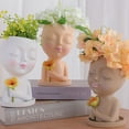 thumbnail image 6 of Sunjoy Tech Vivid Appearance Stable Base Planters Pot with Drainage Holes Cute Girls Head Face Shape Resin Flower Pot Home Supplies, 6 of 7
