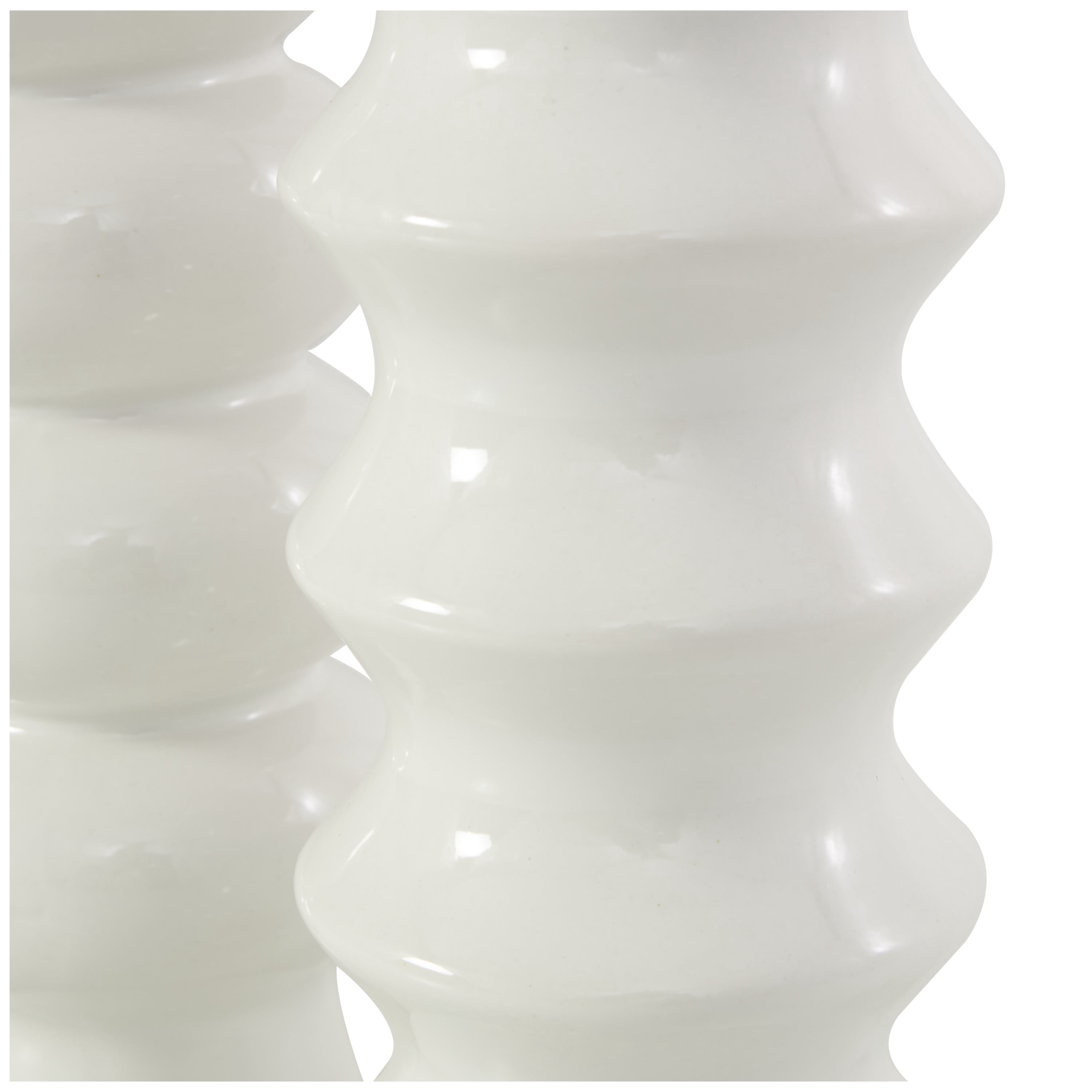 DecMode 4"W, 11"H Abstract Bubble Inspired White Ceramic Vase with Varying Shapes, Set of 3