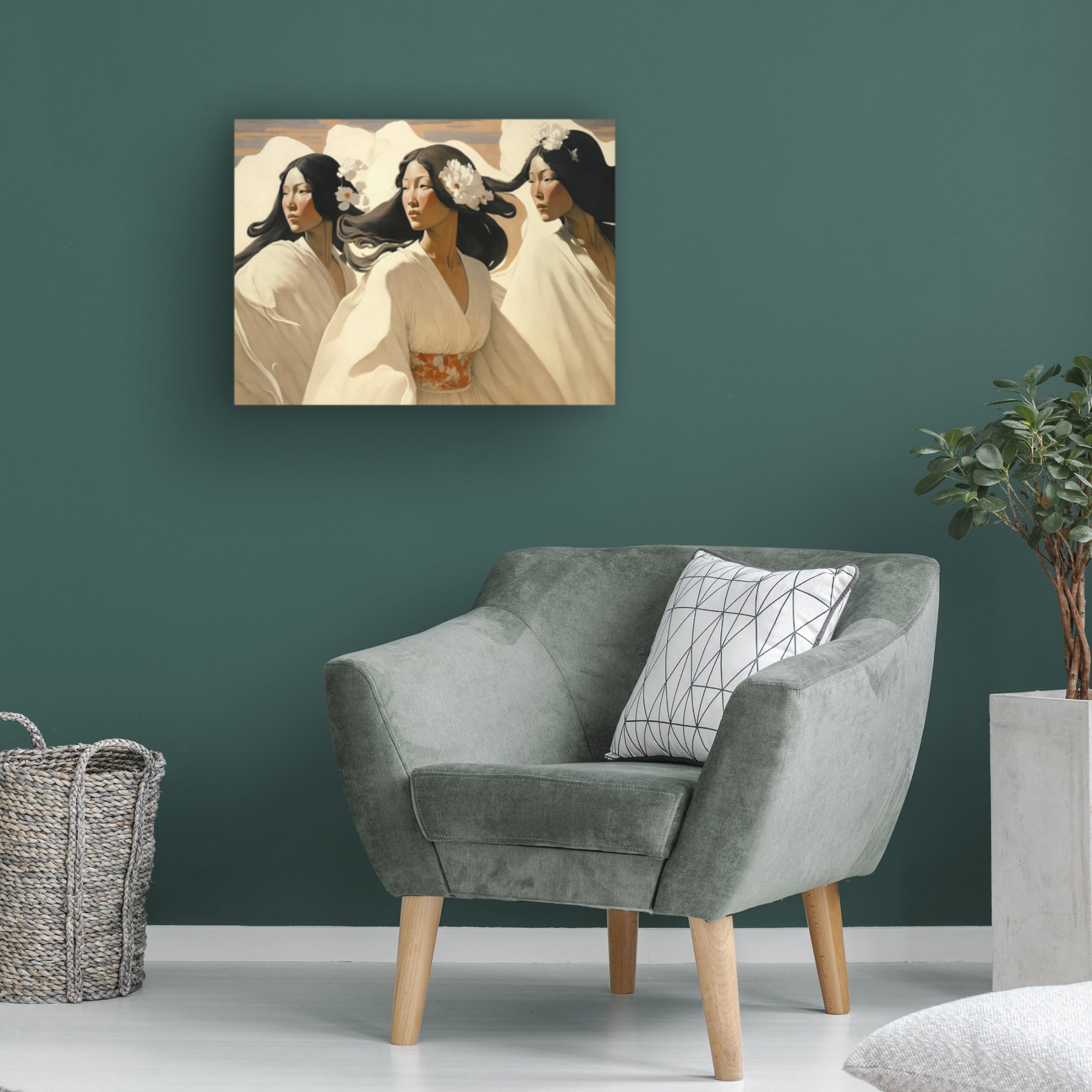 Canvas Wall Art - Treechild 'The Dance Of The Sisters' Wall Art for Living Room, Bedroom, or Office D?cor by Trademark Fine Art - 47 x 35 Inches