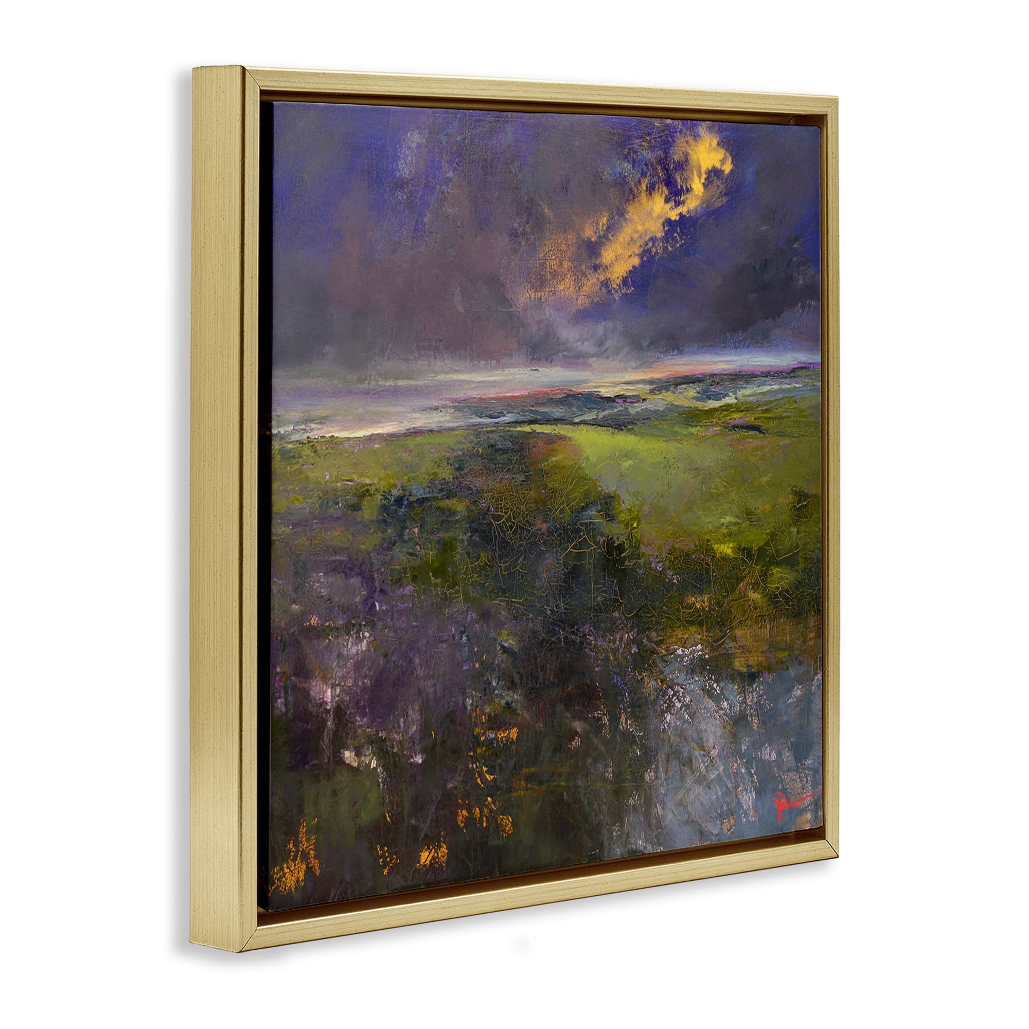 Stupell Industries Gilded Landscape Abstract Landscape & Nature Painting Gold Floater Framed Canvas Art Print Wall Art, 25 x 25