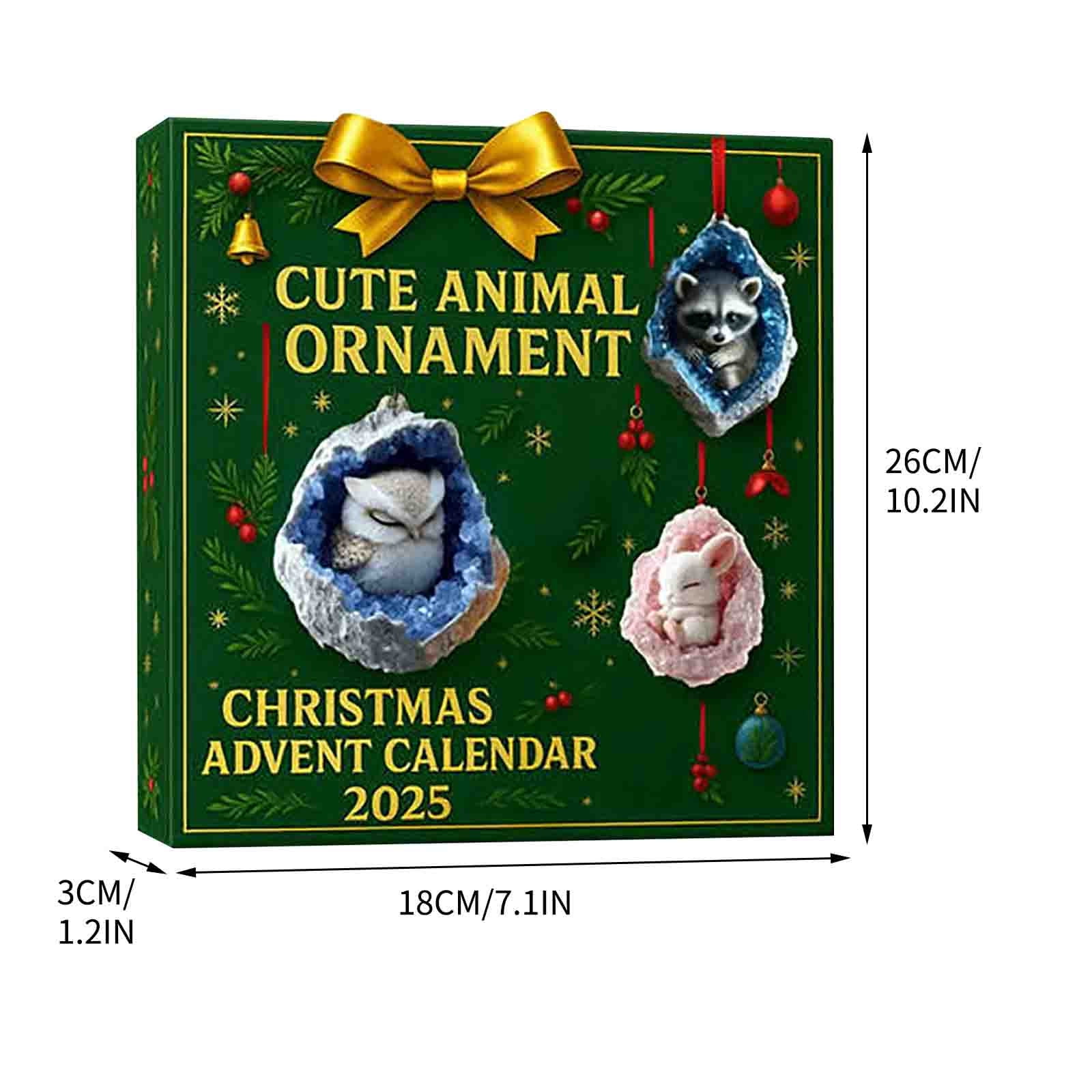 ToyKingdee Geode Forest Animal Advent Calendar 2025,24Days Christmas Holiday Countdown Calendar Gift Box,2D Acrylic Crystal Themed Animals Hanging Decorations