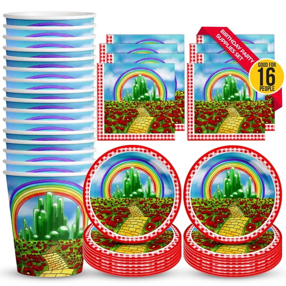 The Wonderful Wizard of Oz Birthday Party Supplies Set Plates Napkins Cups Tableware Kit for 16 C113