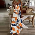 thumbnail image 2 of Feancey Vacation Sundress for Women Sleeveless V Neck Maxi Dresses Summer Casual Floral Print Slip Dress Beach Flowy Ruffle Dresses Spring Sales Multicolor#10 XL, 2 of 6
