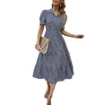thumbnail image 3 of Txlixc Vestido de manga corta femenino con solapa impresa en flores Txlixc  moda, 3 of 9