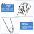 thumbnail image 3 of 2PCS Skull Safety Pin Skull Pin Chic Skull Lapel Pin Collar Clothing Pin, 3 of 6