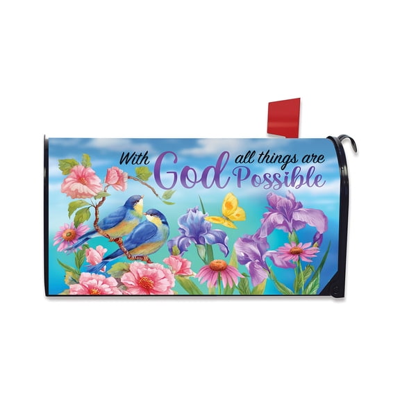 Briarwood Lane Spring Mailbox Cover  - Standard Size - With God For Spring Mailbox Cover