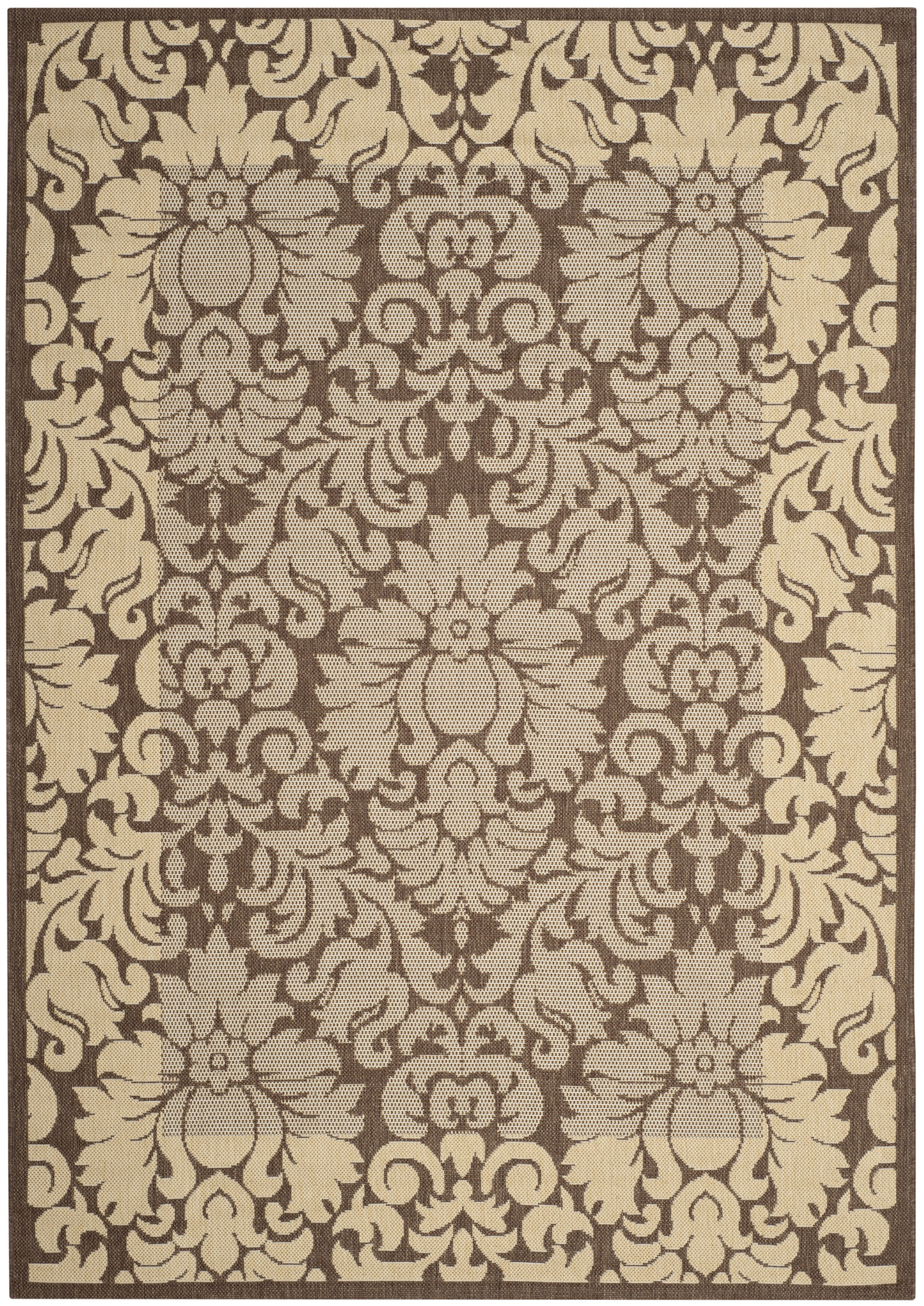 Safavieh Courtyard Dani Bordered Indoor/Outdoor Area Rug, Chocolate/Natural, 5'3" x 7'7"