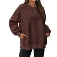 thumbnail image 2 of Womens Sweaters For Women Oversized Crewneck Sweatshirt Long Sleeve Pullover With Side Slits & Hidden Pockets 50% Cotton 50% Blend Fall Fashion For Casual & Work L Fall Sweaters For Women, 2 of 7
