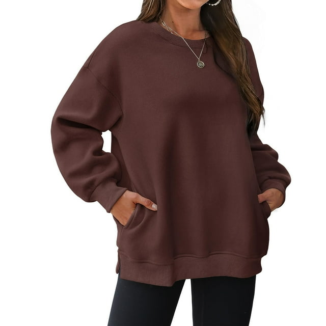 Womens Oversized Sweatshirts Crewneck Long Sleeve Tops Pullover Fall Fashion Clothes With Pocket