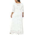 thumbnail image 3 of Agnes Orinda Women's Plus Size Easter Flowy Dresses Floral Lace Scoop Neck 3/4 Sleeves Evening Wedding Cocktail Maxi Dress 3X White, 3 of 6