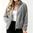 thumbnail image 6 of ThriftyPlait Thick Fleece Lined Zip Coat for Women Plus Size Soft Fluffy Winter Jacket Warm Oversized Hoodless Trendy Outerwear for Fall Winter, 6 of 7