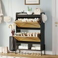 thumbnail image 6 of 2-Tier Shoe Storage Cabinet, Freestanding Rack with Flip Drawers, Adjustable Shelves, Natural Wood Finish, 6 of 7