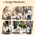 thumbnail image 4 of Dog Full Body Lift Harness for Small Dogs, Outdoor Pet Bag Hands Free Shoulder Yorkie Carrier, Adjustable Breathable Vest Straps with Small Puppy Treat Bag, Creamy White Coffee (M), 4 of 8