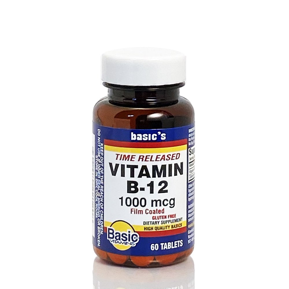Basic Vitamins Vitamin B-12 1000 mcg Tablets Time Released - 60 ct