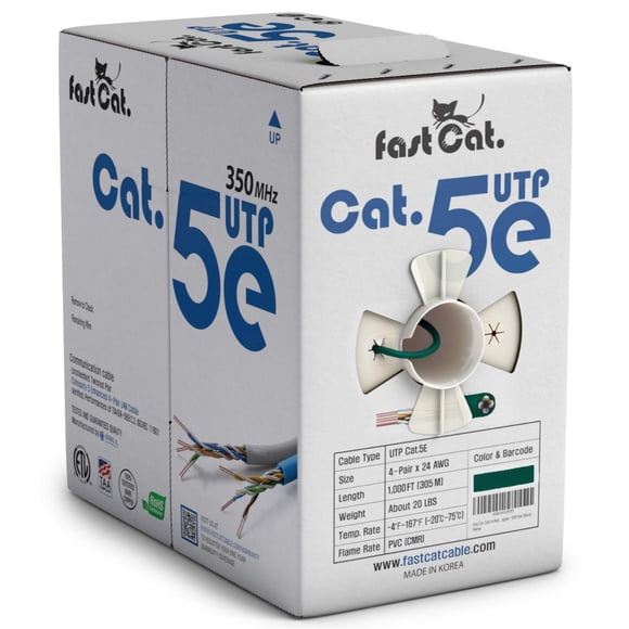 Cable Ethernet Cat5e rápido 1000 pies 24 AWG 350 MHz