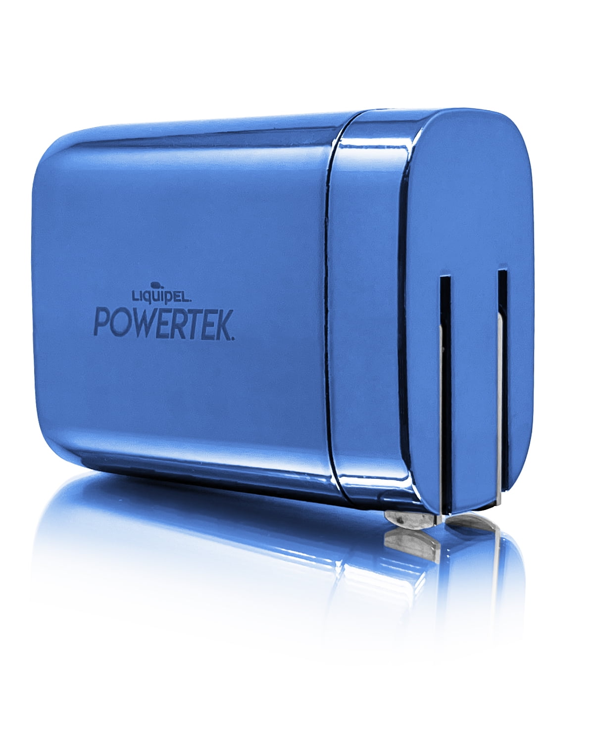 Liquipel Powertek 20W PD USBC and 18W USB A Dual Port Wall Block Charger, Type C Fast Charging Cube, Wall Power Adapter with Foldable Plug, Metallic Shine Light Blue