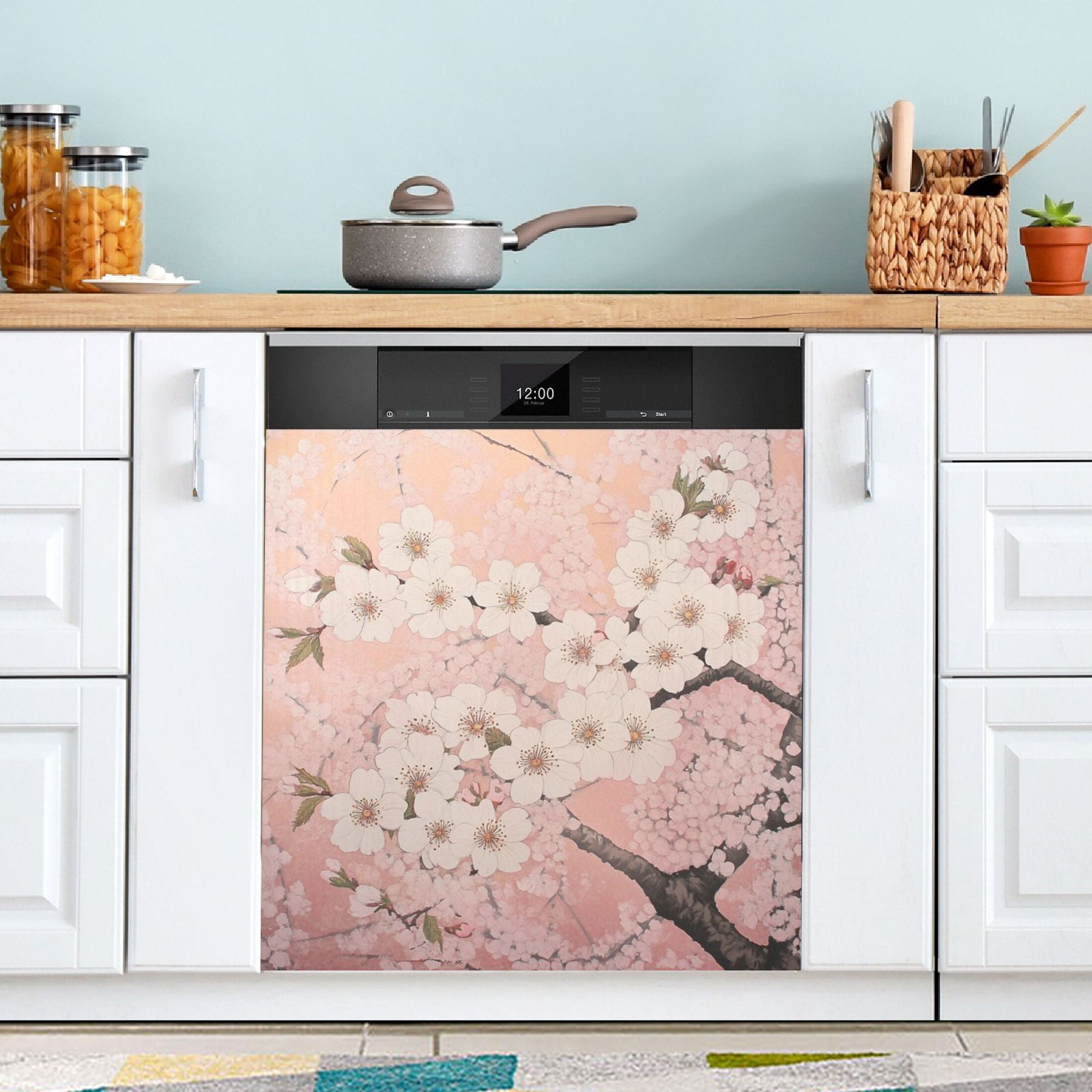 Dishwasher Magnetic Sticker 23x26 Inch Refrigerator Magnetic Sticker Washing Machine Magnetic Sticker Kitchen Panel Magnetic Sticker Home Decor Super Cool Cherry Blossoms
