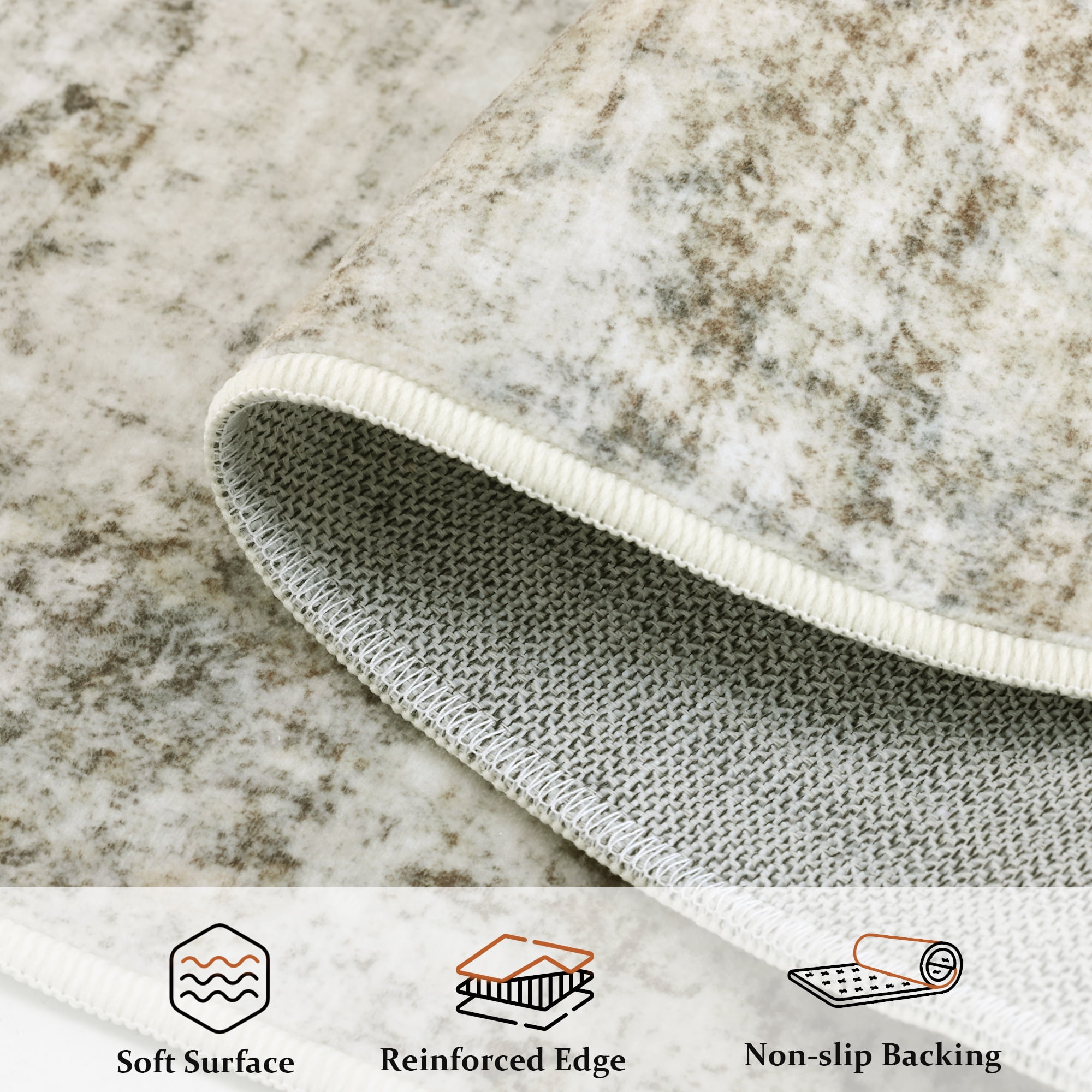 ATHOPE 5x7 Area Rug, Vintage Boho Medallion Rugs Non-Slip Soft Low Pile Washable Rug Large Distressed Rug Indoor Retro Carpet for Living Room Bedroom Dining Room Home Office, Beige