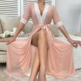 thumbnail image 4 of Hvyesh Womens Long Bride Bridesmaid Robes with Lace Trim Embroidery Bridal Silky Satin Kimono Bathrobe for Wedding Party, 4 of 9