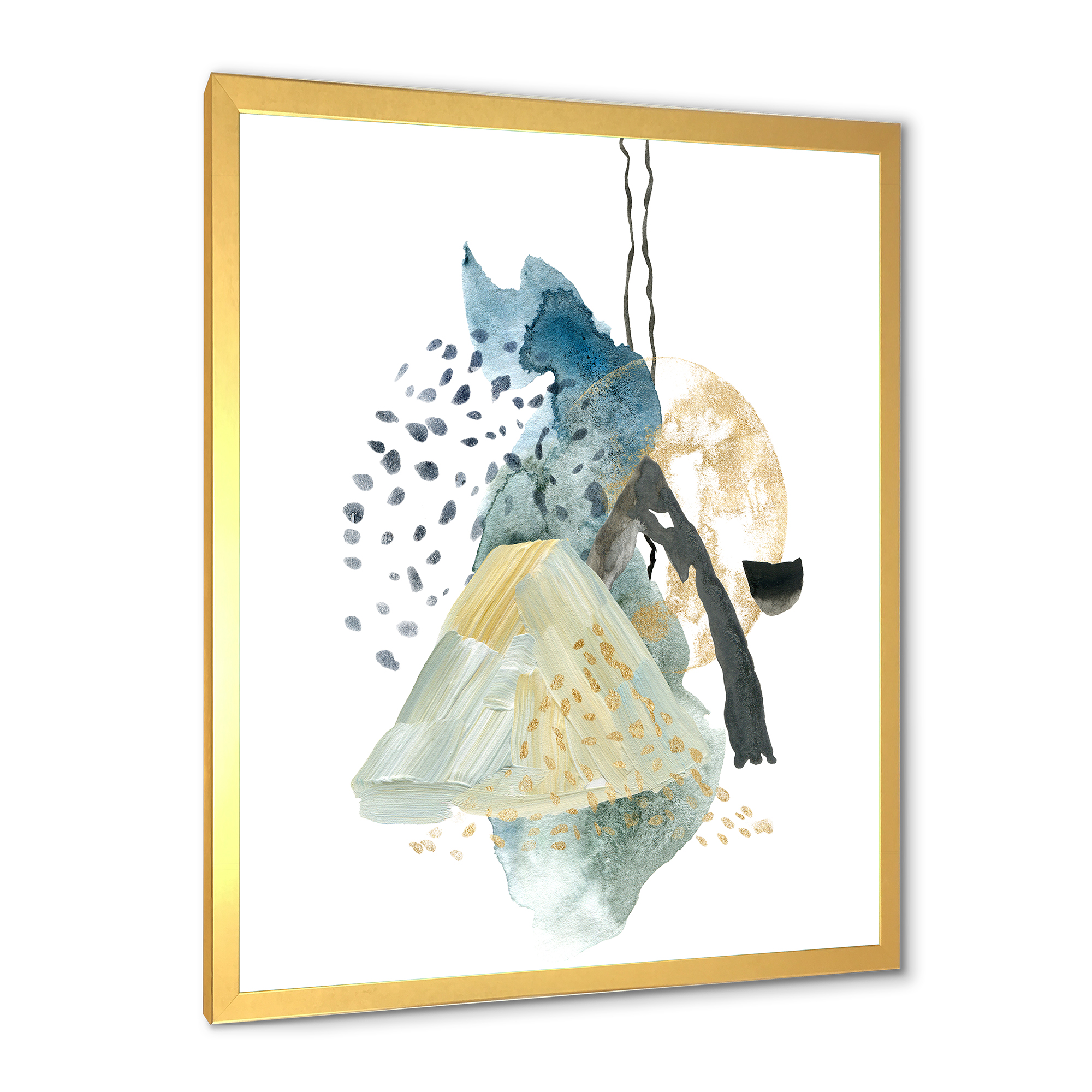Designart 'Mountain Moon With Gouache Of Abstract Landscape' Modern Framed Art Print