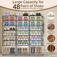 thumbnail image 5 of 8-Tier Shoe Organizer HONEIER 48 Pairs Large Shoe Rack with 2 Hook Rack, Stackable Shoe Storage Cabinet for Shoe & Boots, Shoe Shelf for Closet, Entryway, Bedroom, Garage, Black, 5 of 8