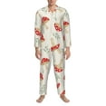 thumbnail image 4 of Kll Cartoon Flat Mushrooms Sleepwear Mens Flannel Pajamas,Long Cotton Pj Set, 4 of 9