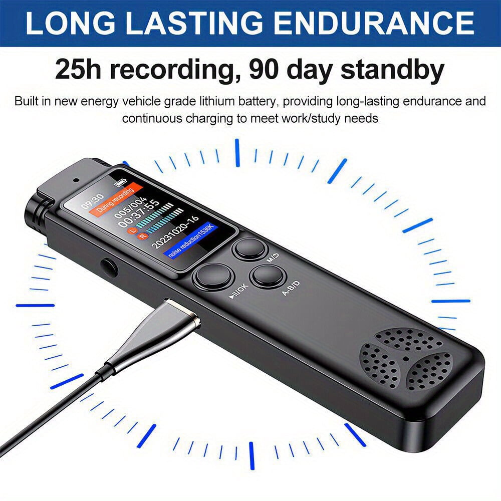 Professional High-Definition Noise Reduction One-Button Recording Voice-Controlled Voice Recorder, Digital Voice Recorder Tape Recorder USB Rechargeable, Audio MP3 Player