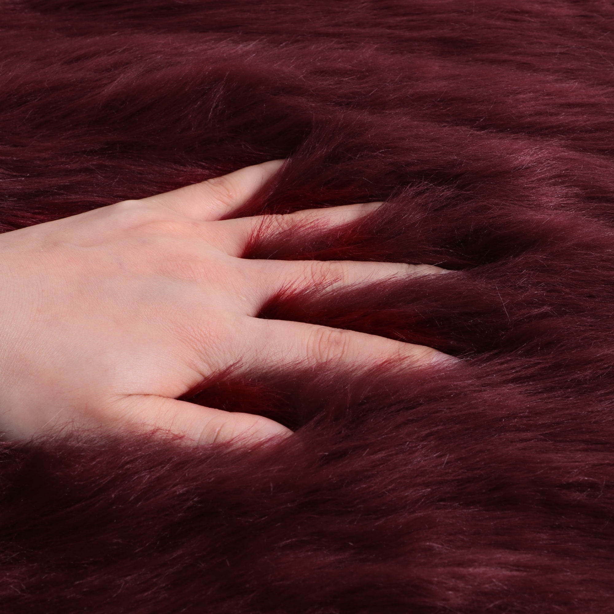 Unique Bargains Heart Shaped Faux Fur Shag Area Rug 2.3Ft x 3Ft Burgundy