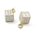 thumbnail image 2 of Brass Enamel Pendants with Jump Ring Dice Charm Real 18K Gold Plated White 17x12.5x9.5mm Hole: 3mm, 2 of 3