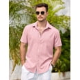 thumbnail image 4 of COOFANDY Men's Summer Beach Button Down Shirt Vaction Short Sleeve Dress Shirt, 4 of 6