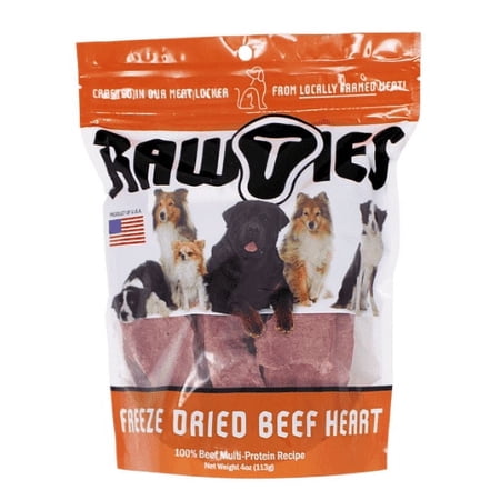 RAWTIES Freeze-Dried Beef HEART Natural Chews for Dogs, 4 oz Pouch
