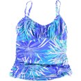 thumbnail image 1 of Swim Solutions Haut de Tankini Froncé pour Femmes, Bleu, 20, 1 of 1
