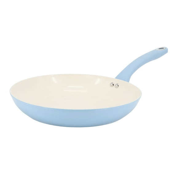 Martha Stewart Everyday Rexford 9.5 Inch Ceramic Nonstick Aluminum Frying Pan in Soft Blue