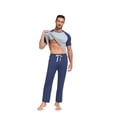 thumbnail image 4 of ANLIQI Men's Pajama Sets Short Sleeve Top & Pant Soft Bamboo Rayon Pjs Set Lounge Sleepwear for Men (Royal Blue XL), 4 of 8