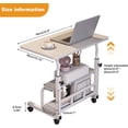 thumbnail image 2 of Adjustable Height Mobile Standing Desk – Compact Portable Laptop Table with Storage Shelves – Rolling Computer Desk for Home Office, Study, School – Ergonomic, with Wheels, White 60 x 40CM, 2 of 7